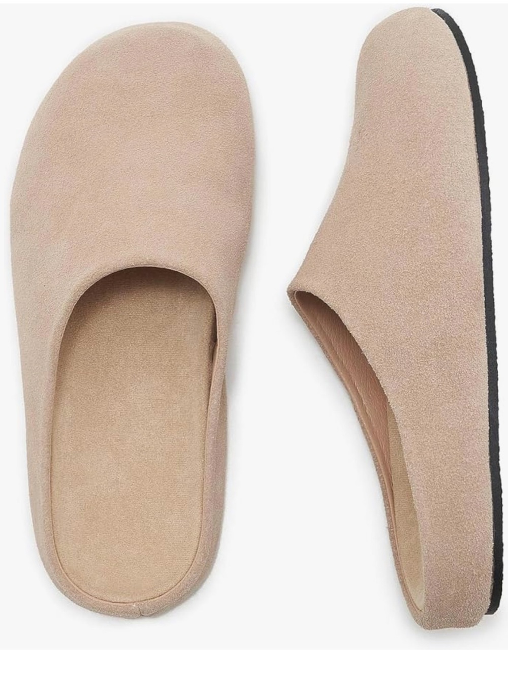 Women's Suede Slip-On Mules in Beige